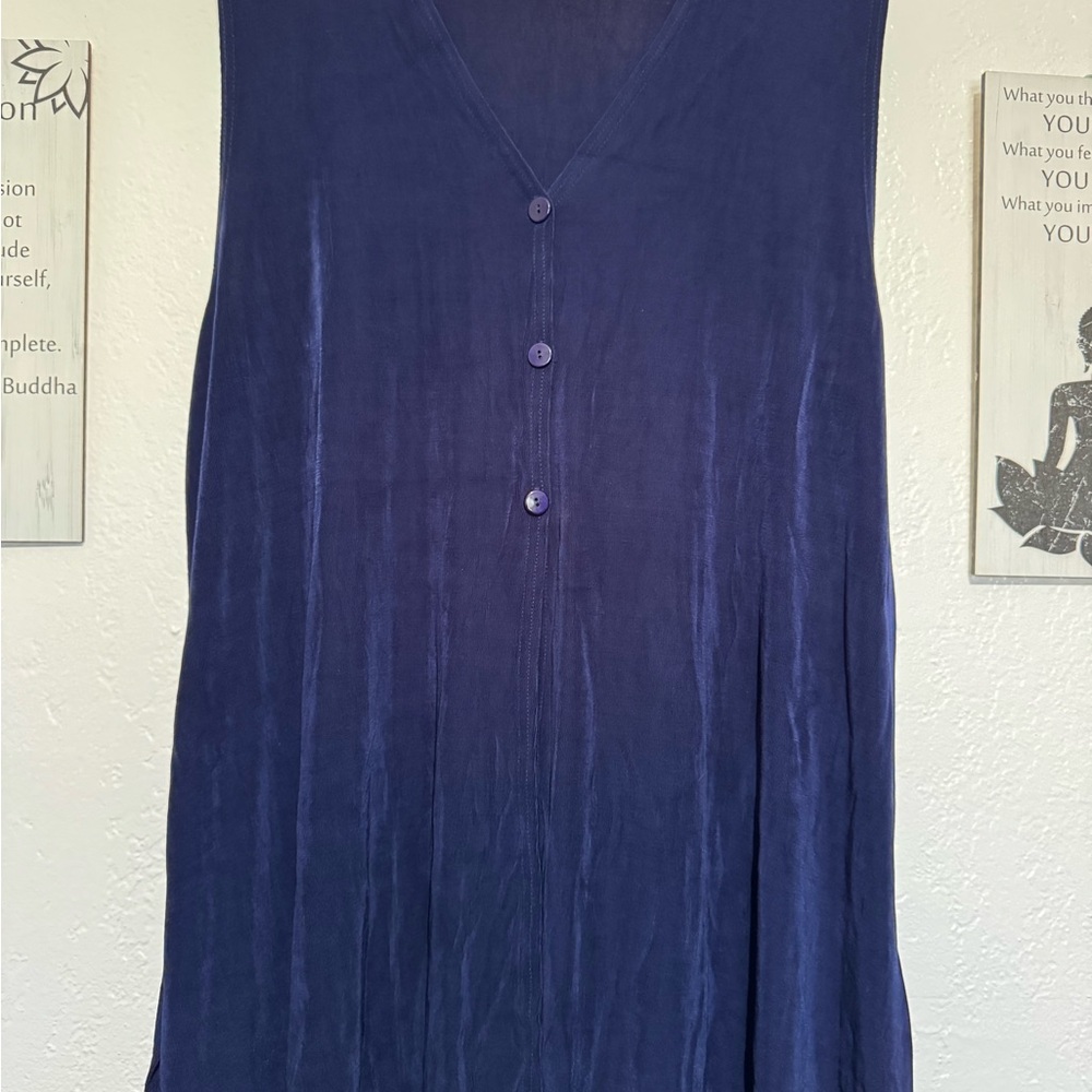 Amanda Paris London New York Navy Blue Women's Top (A10)